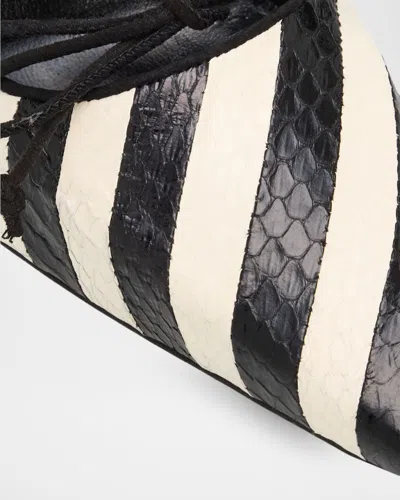 Manolo Blahnik 90mm Trillo Striped Python And Suede Pumps In Multi
