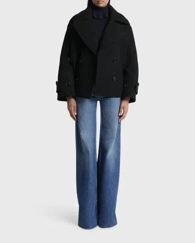Chloé Women Black Double-breasted Jacket With Notched Wide Revers And Dropped Shoulders In Wool Blen In Black