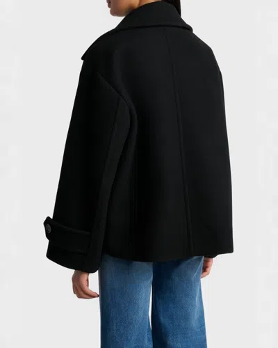 Chloé Women Black Double-breasted Jacket With Notched Wide Revers And Dropped Shoulders In Wool Blen In Black