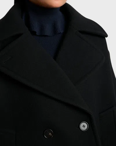 Chloé Women Black Double-breasted Jacket With Notched Wide Revers And Dropped Shoulders In Wool Blen In Black