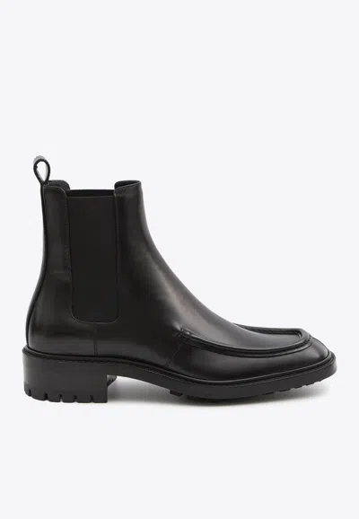 Saint Laurent 25mm Joe Pull-tab Square-toe Chelsea Boots In Black