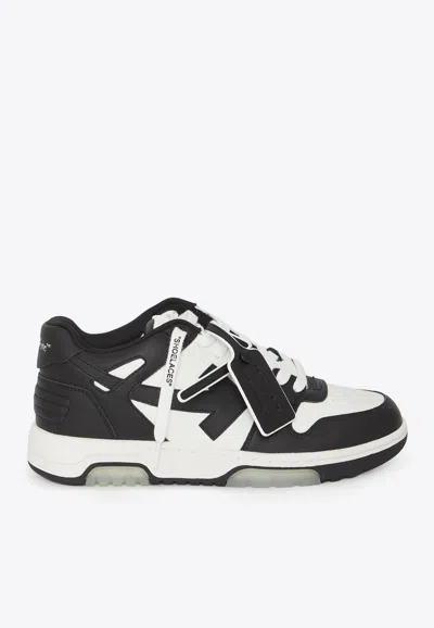 Off-white Low-top Sneakers With Iconic Branding And Rubber Sole In Black