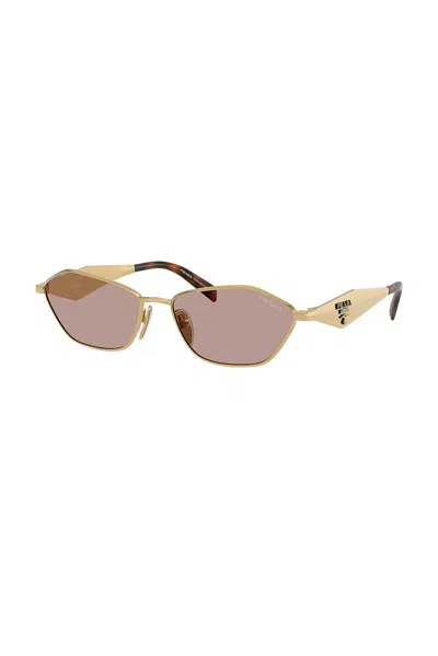 Prada Irregular Sunglasses In Gold