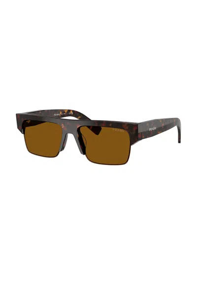 Prada Rectangular Sunglasses In Brown