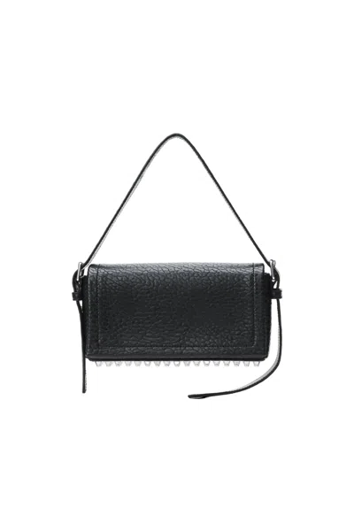 Alexander Wang Black Leather Ricco Medium Shoulder Bag In Black