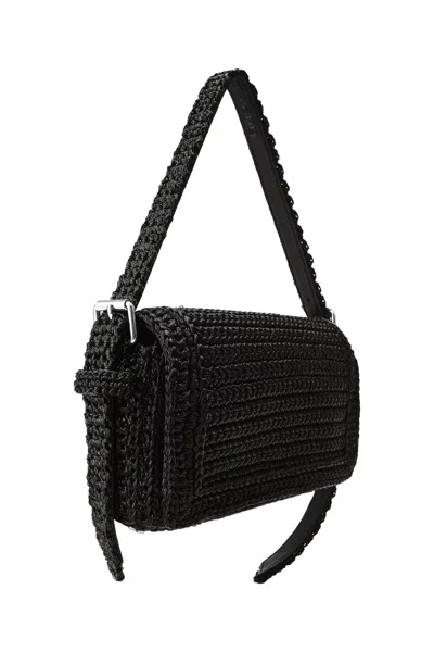 Alexander Wang Black Leather Ricco Medium Shoulder Bag In Black