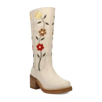 Dingo Womens Bloom Leather Boot Block Heel Cowboy Boots In Multi