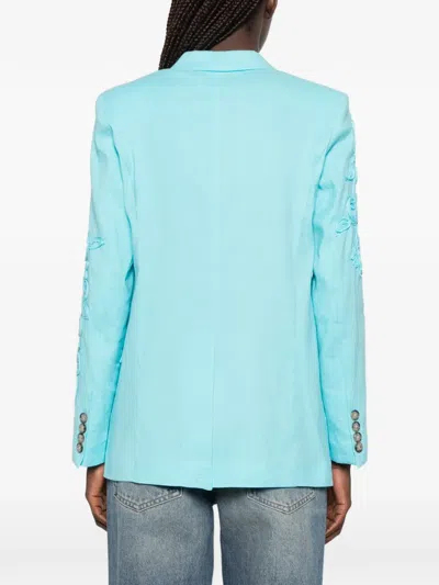 Ermanno Firenze Embroidered Double-breasted Blazer In Blue