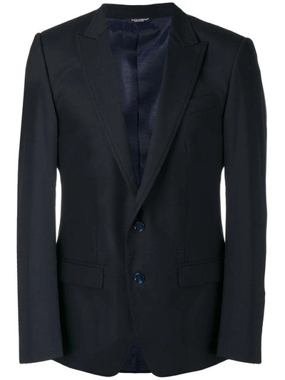 Shop Dolce & Gabbana Peaked Lapel Blazer In Blue