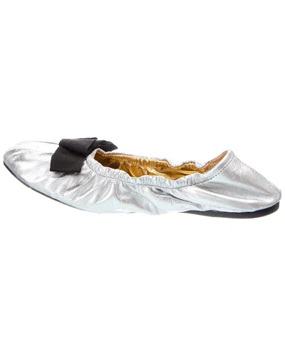 Schutz Suzanne Leather Ballet Flat In Silver