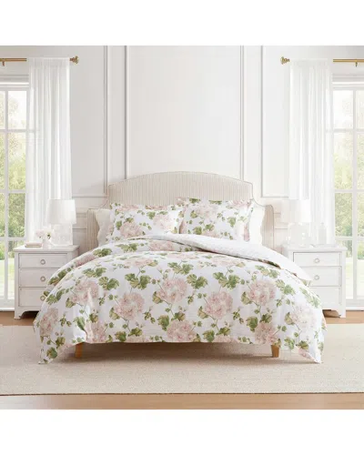 Martha Stewart Geranium Bloom Cotton Comforter Set In Pink