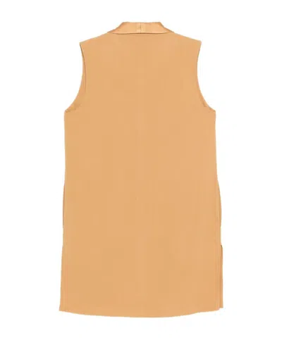 Antonelli Yellow Solid Sleeveless Jacket In Brown