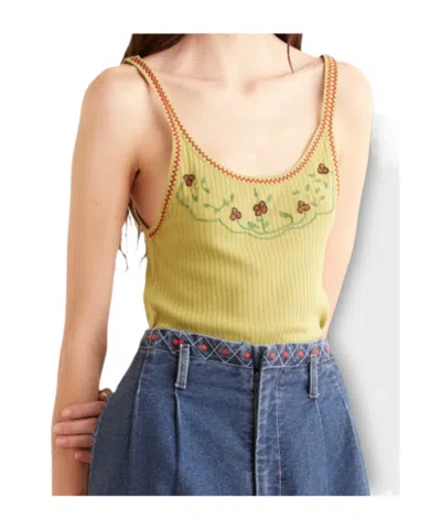 Bode Floral Pattern Vest In Yellow