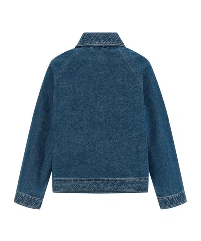 Bode Indigo Blue Embroidered Jacket In Blue