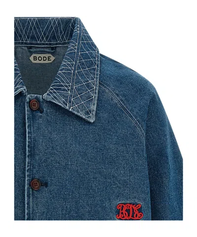 Bode Indigo Blue Embroidered Jacket In Blue
