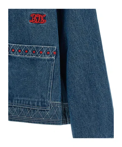 Bode Indigo Blue Embroidered Jacket In Blue