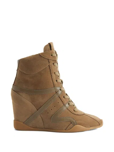 Giuseppe Zanotti Suede Sneakers Boots Wedge Heel Design In Brown
