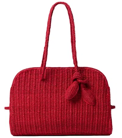 Jacquemus Medium Le Turismo Raffia Shoulder Bag In Burgundy