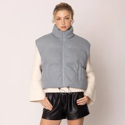 Truedames Solid Knit Padded Vest In Gray