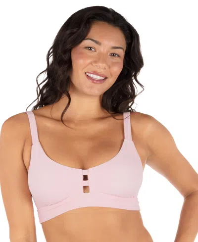 Hurley Women's Max Solid Pull-on Strappy Bikini Top In Pink