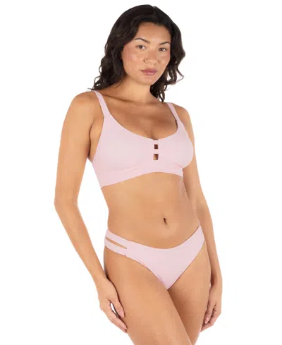 Hurley Women's Max Solid Pull-on Strappy Bikini Top In Pink