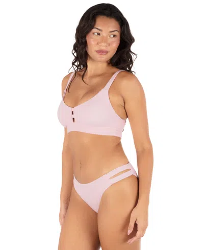 Hurley Women's Max Solid Pull-on Strappy Bikini Top In Pink