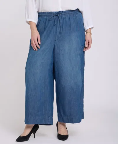 Nydj Plus Size Whitney Pull-on Cargo Crop Pants In Blue
