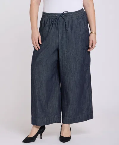 Nydj Plus Size Whitney Crop Pull-on Cargo Pants In Gray