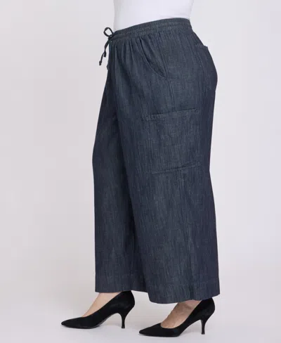 Nydj Plus Size Whitney Crop Pull-on Cargo Pants In Gray