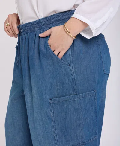 Nydj Plus Size Whitney Pull-on Cargo Crop Pants In Blue
