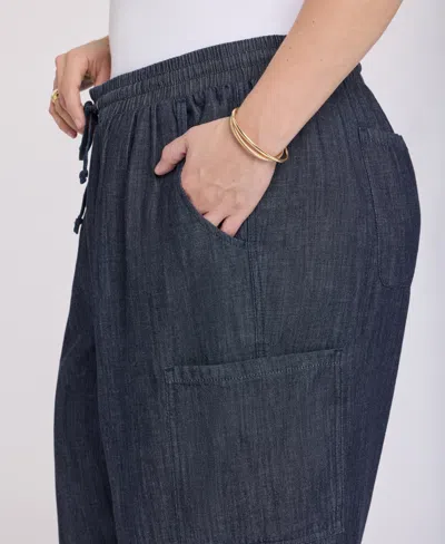 Nydj Plus Size Whitney Crop Pull-on Cargo Pants In Gray