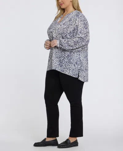 Nydj Plus Size Trinity Split Neck Top In White