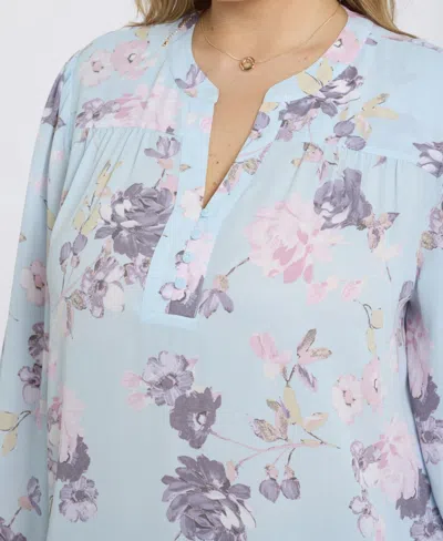 Nydj Plus Size Trinity Split Neck Top In Blue