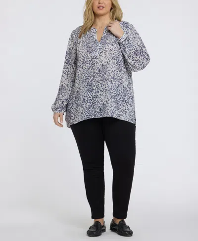 Nydj Plus Size Trinity Split Neck Top In White