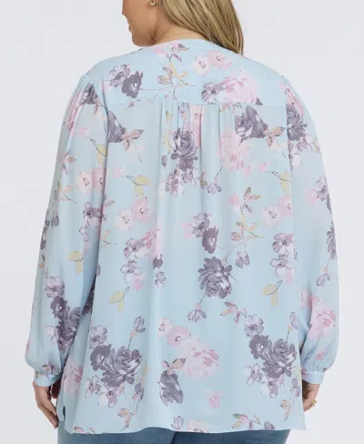 Nydj Plus Size Trinity Split Neck Top In Blue