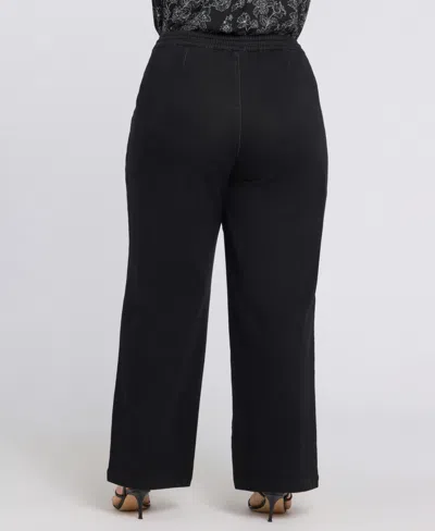 Nydj Plus Size Relaxed Drawstring Pull-on Denim Pants In Black