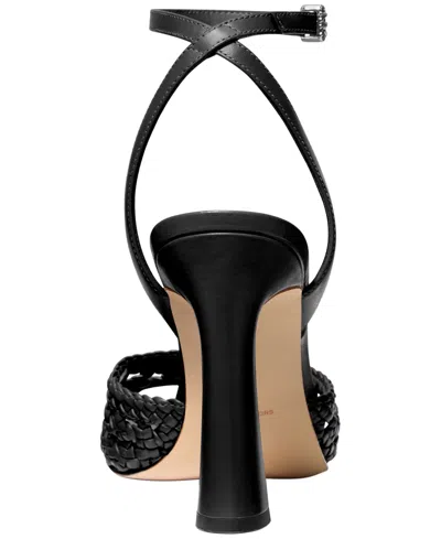 Michael Kors Rosie Woven Ankle-strap Heeled Sandals In Black