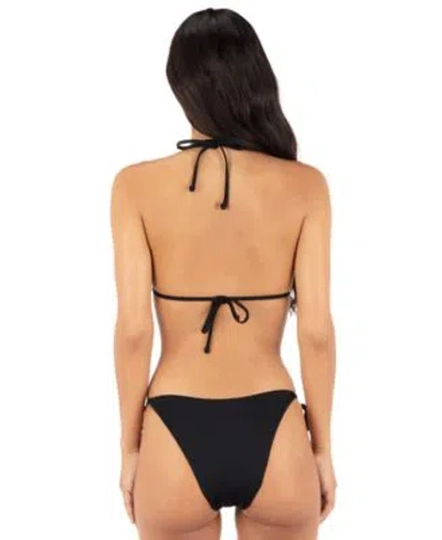 Hurley Womens Solid Tri Bikini Top Cheeky Tie Side Swim Bottoms In Black