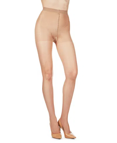 Memoi Energizing Light Support Control Top Pantyhose In Brown