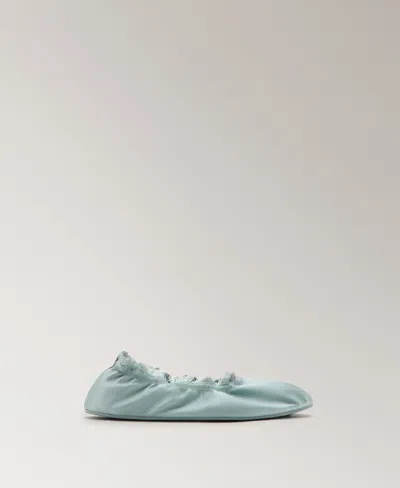Mango Satin Ballet Flat In Blue