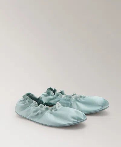 Mango Satin Ballet Flat In Blue