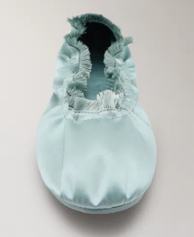 Mango Satin Ballet Flat In Blue