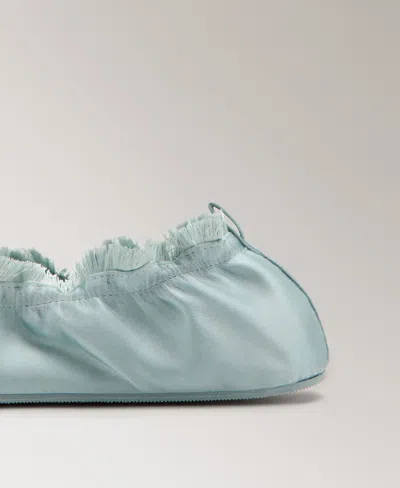 Mango Satin Ballet Flat In Blue