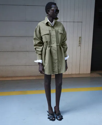 Mango Oversize Parka In Green