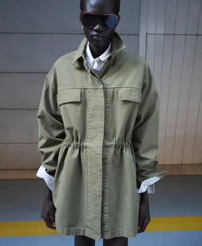 Mango Oversize Parka In Green