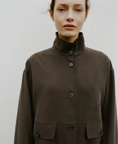 Mango Women's Pockets Oversized Jacket In Brown