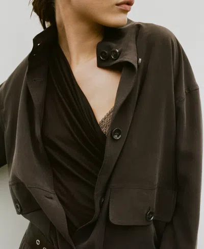 Mango Women's Pockets Oversized Jacket In Brown