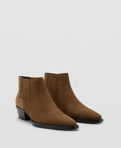 Mango Heel Suede Ankle Boot Medium Brown In Brown