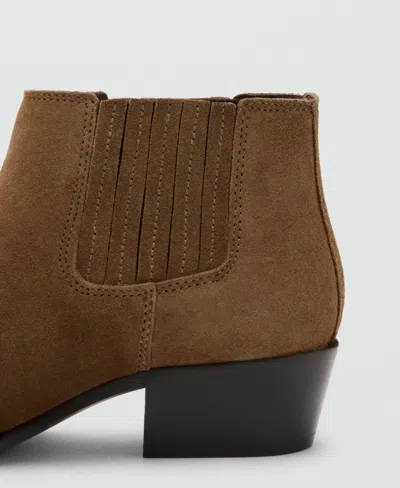 Mango Heel Suede Ankle Boot Medium Brown In Brown