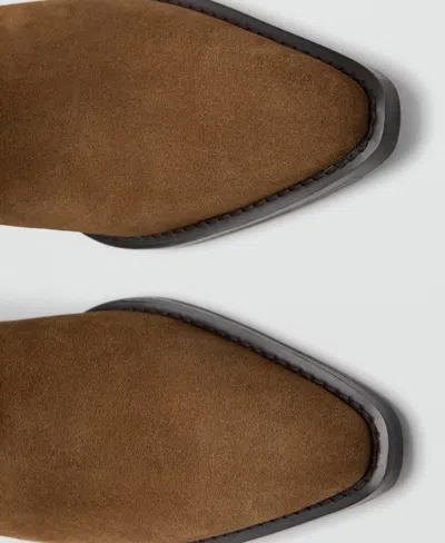 Mango Heel Suede Ankle Boot Medium Brown In Brown